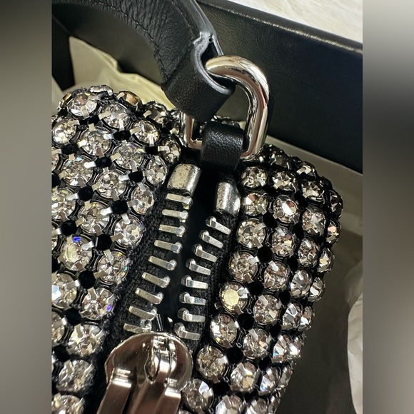 Alexander wang medium pouch white rhinestone chainmesh